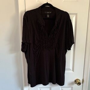 Venezia Black and White Polka Dot Short Sleeve Blouse with Ruffle Detail 22/24